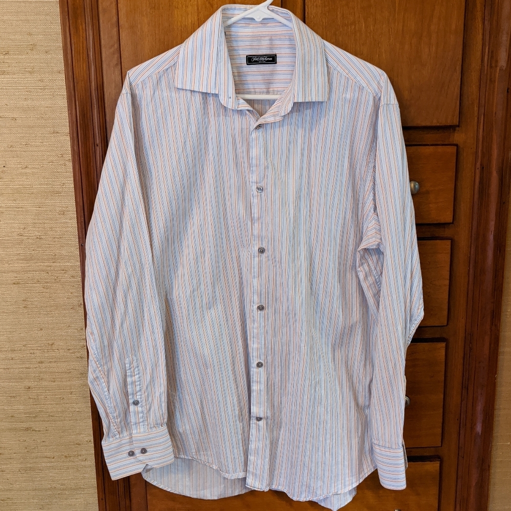EUC Saks Fifth Avenue Striped Dress Shirt 16.5